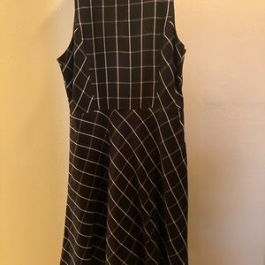 Bold box pattern black and white dress.  Lined.